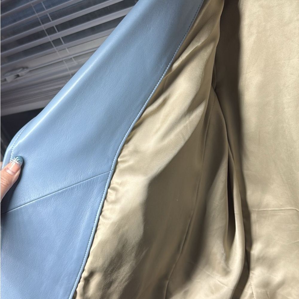 Theory Light Blue Leather Jacket - image 3